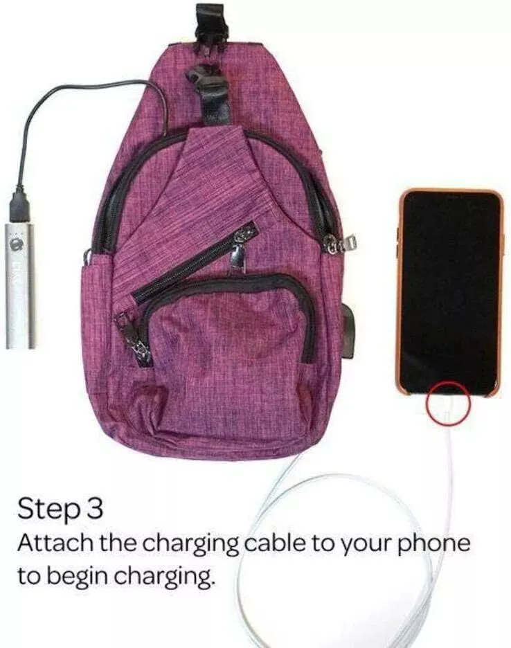 Daypack Nupouch Antitheft Usb Charging Connector Large Red 2881