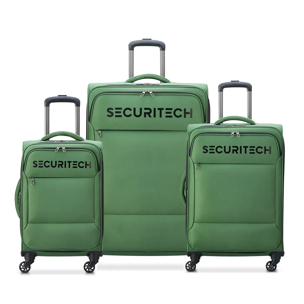 Delsey Paris Securitech Vanguard DY40038 66cm 4 Double Wheels Expandable Cabin Soft Trolley Case - Green