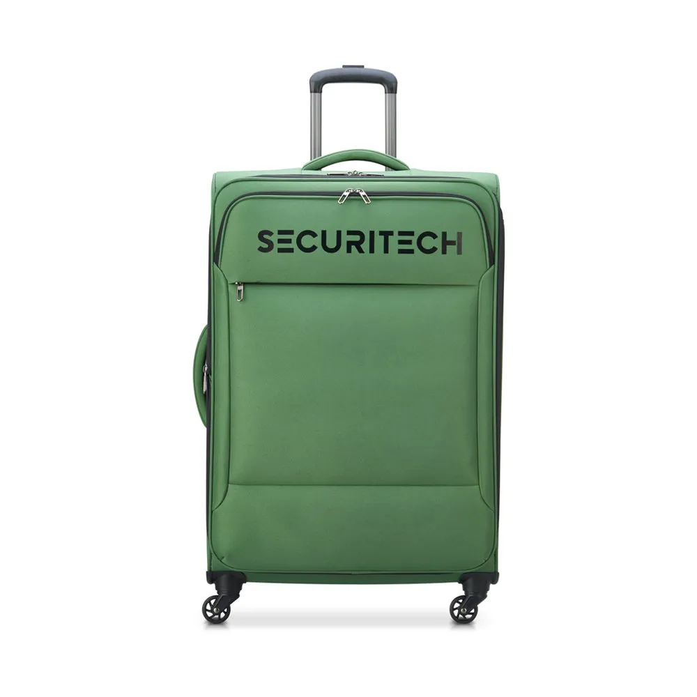 Delsey Paris Securitech Vanguard DY40038 66cm 4 Double Wheels Expandable Cabin Soft Trolley Case - Green