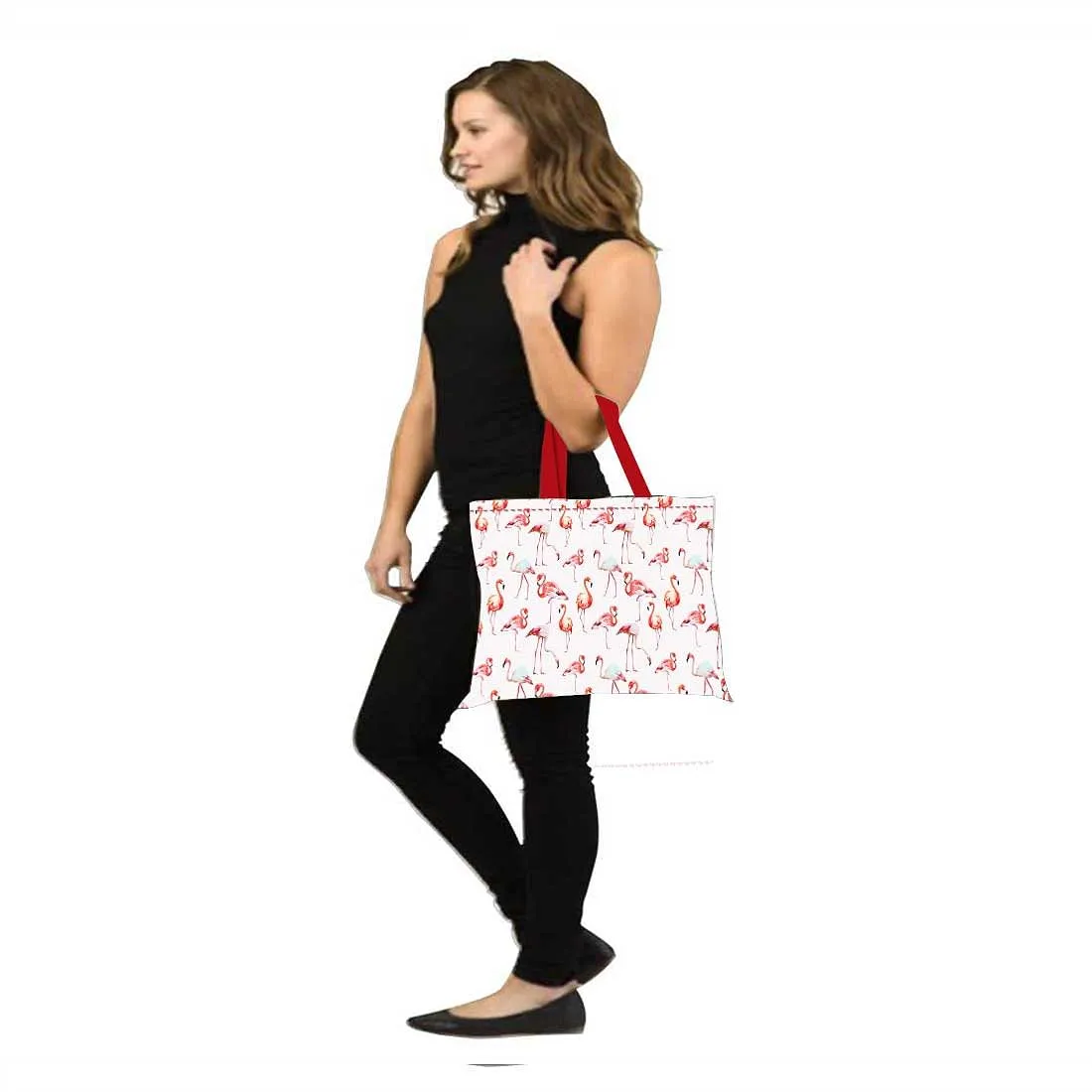 Designer Tote Bag With Zip Beach Gym Travel Bags -  Flamingo