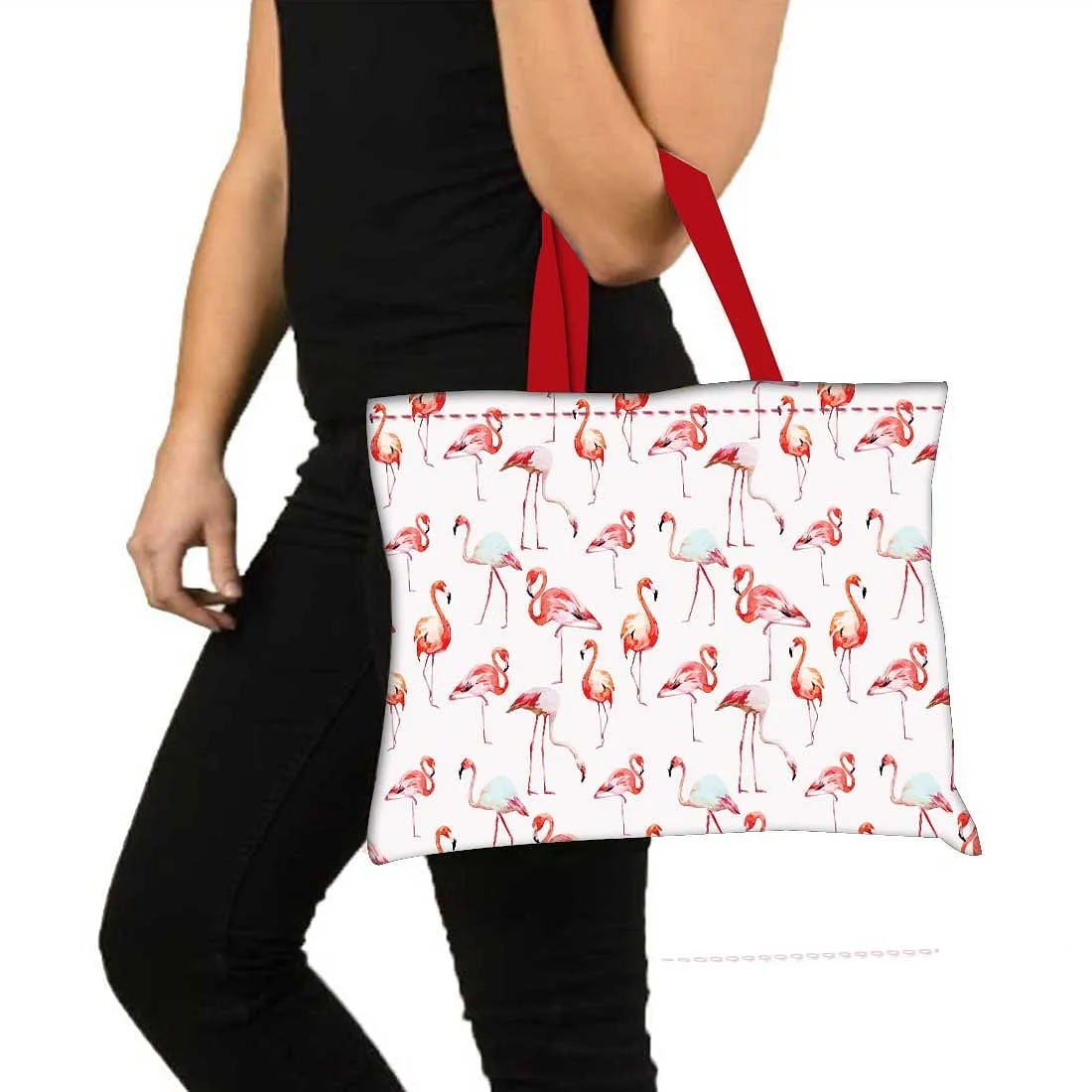 Designer Tote Bag With Zip Beach Gym Travel Bags -  Flamingo