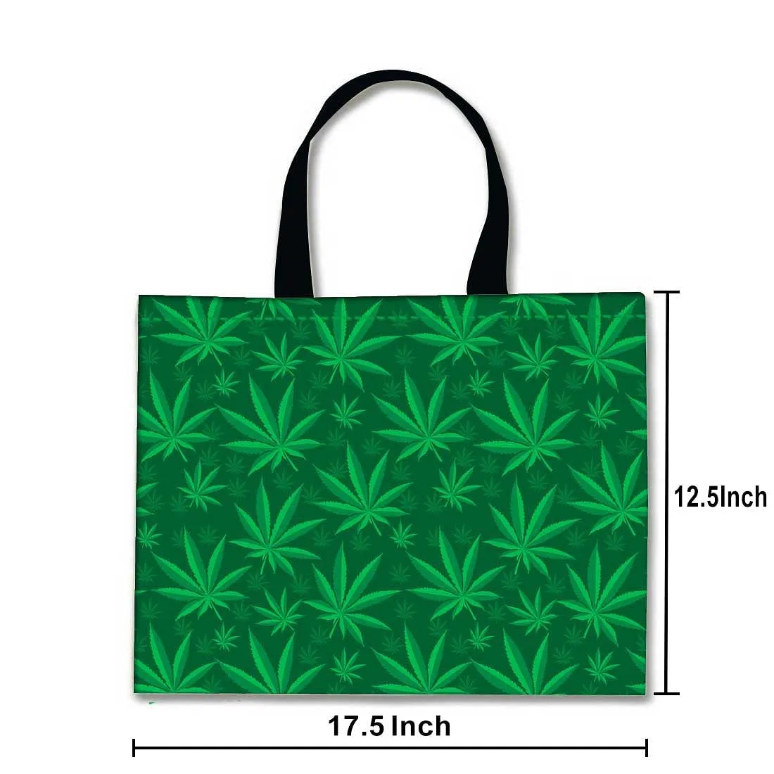 Designer Tote Bag With Zip Beach Gym Travel Bags -  Happy Green Leaves