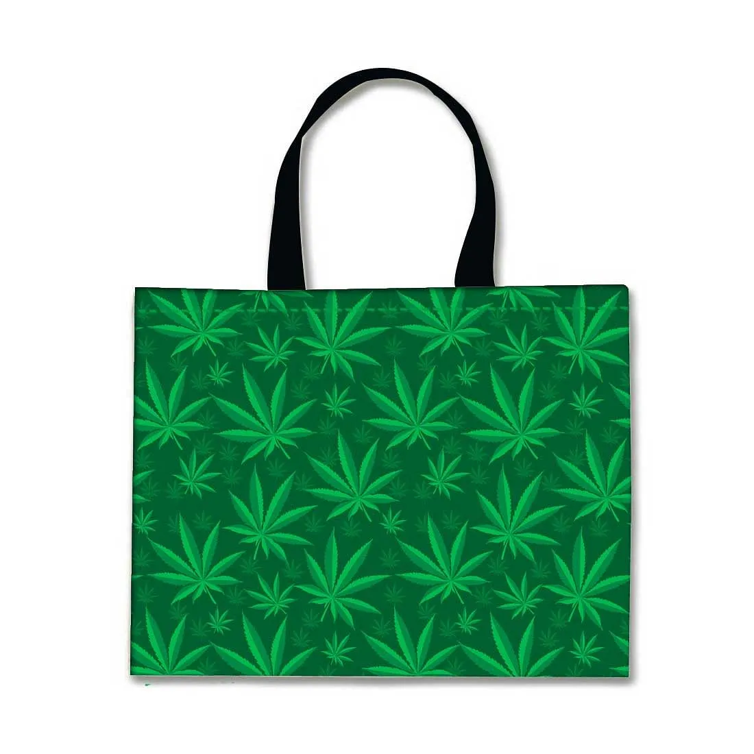 Designer Tote Bag With Zip Beach Gym Travel Bags -  Happy Green Leaves