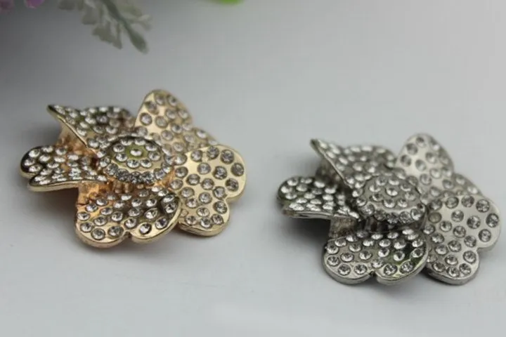 Diamonds Flower Purse Label 1/10pcs Bag Hardware Charm Silver Gold Handmade Purse Handbag Making Metal Decoration 42mm Wholesale Supplies