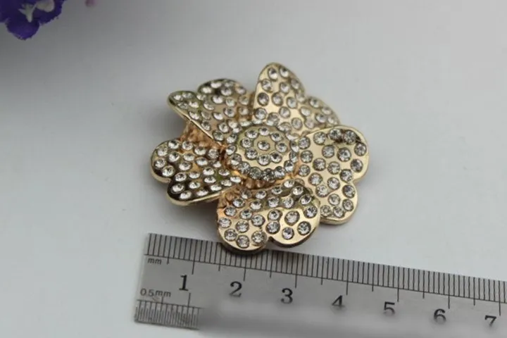 Diamonds Flower Purse Label 1/10pcs Bag Hardware Charm Silver Gold Handmade Purse Handbag Making Metal Decoration 42mm Wholesale Supplies