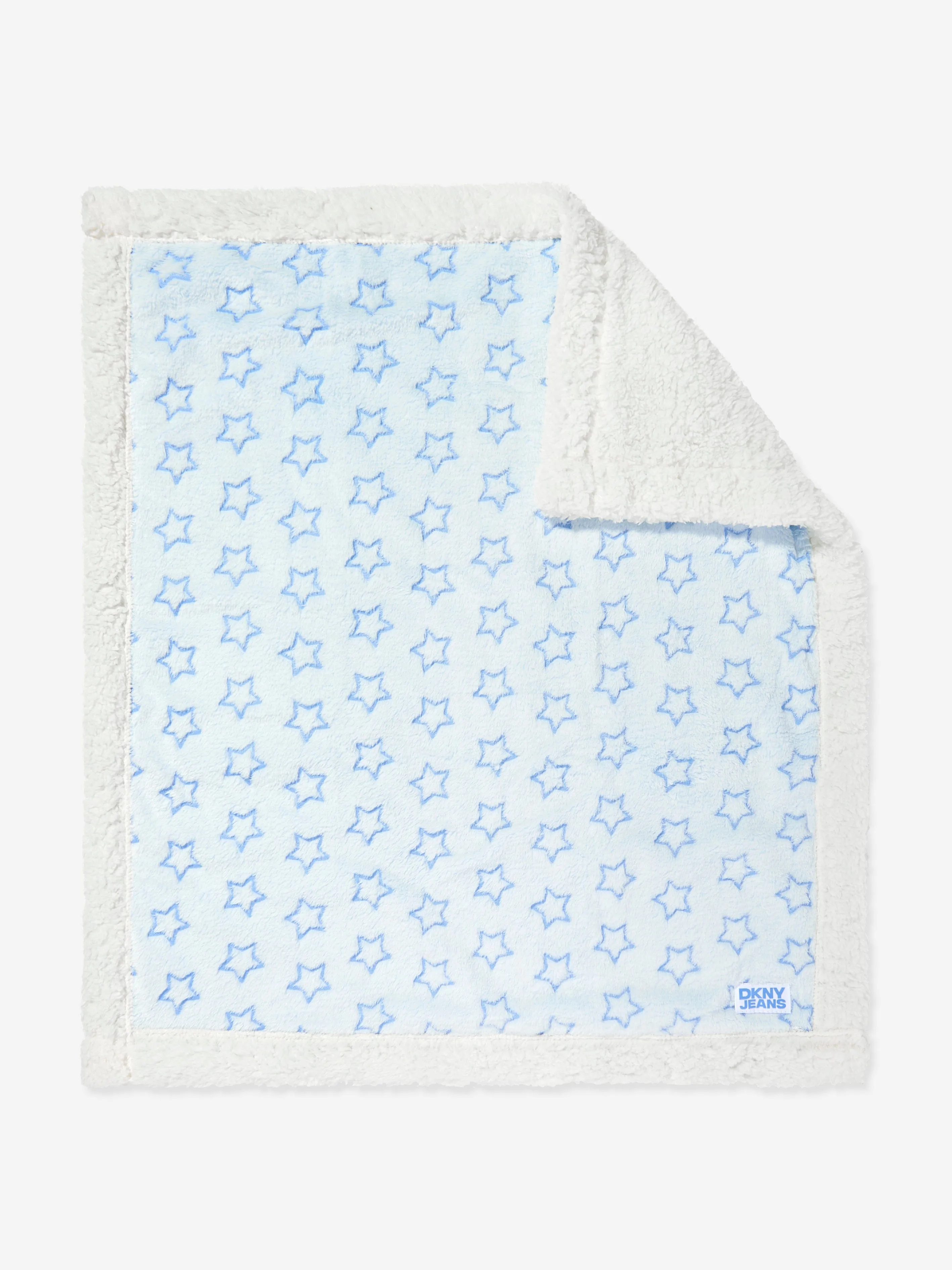 DKNY Baby Boys Sherpa Fleece Star Blanket in Blue (90cm)