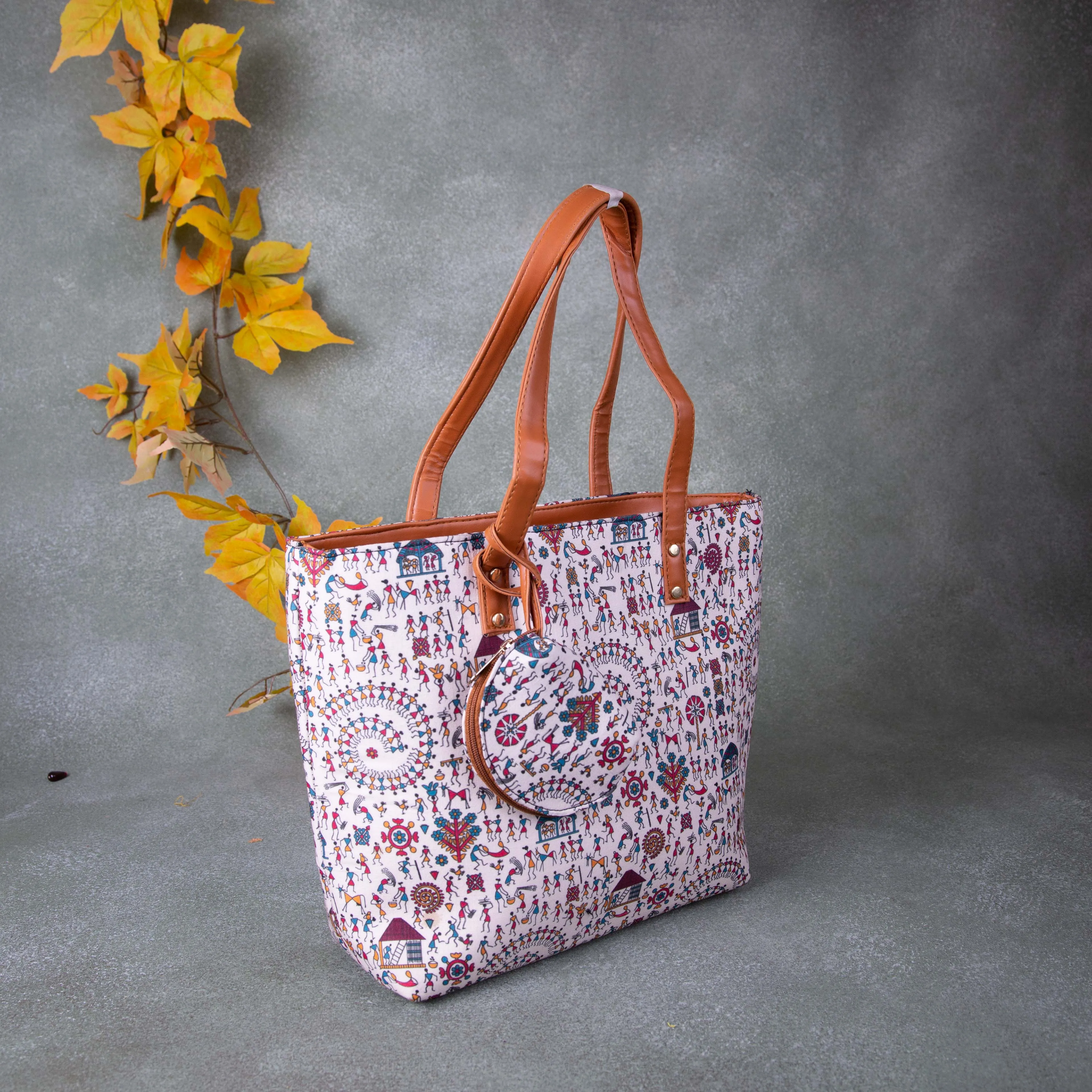 Double Zippered Tote White Colour