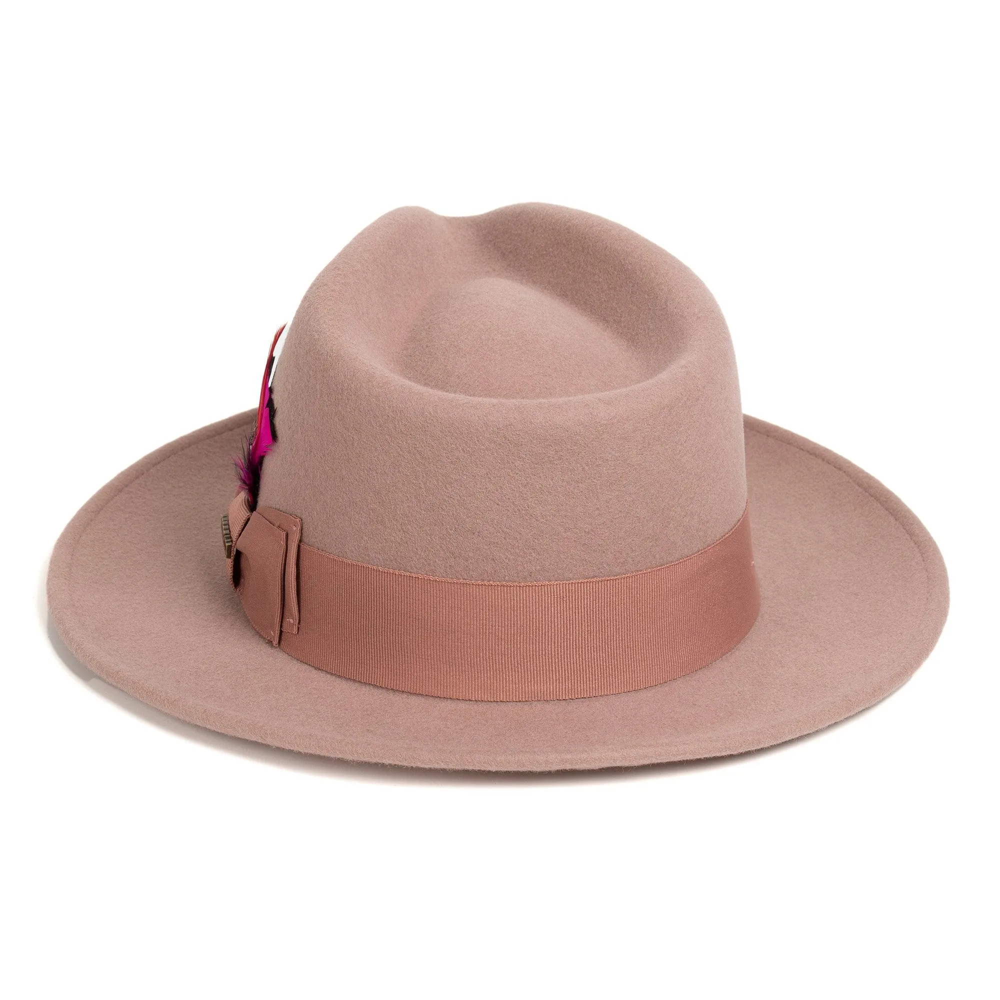 Dusty Pink Fedora 100% Australian Wool Crushable Hat