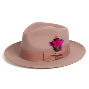 Dusty Pink Fedora 100% Australian Wool Crushable Hat