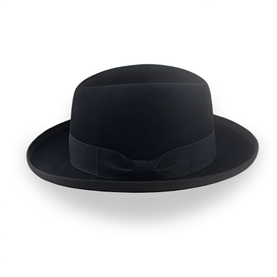 Elegant Black Fur Felt Homburg Hat for Men | The Signature