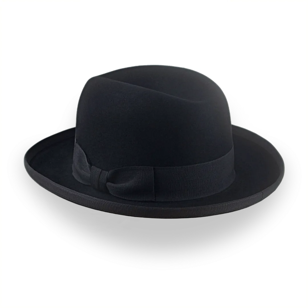 Elegant Black Fur Felt Homburg Hat for Men | The Signature