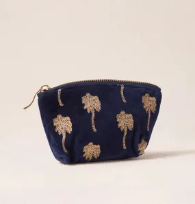 Elizabeth Scarlett Gold Palm Navy Velvet Coin Purse