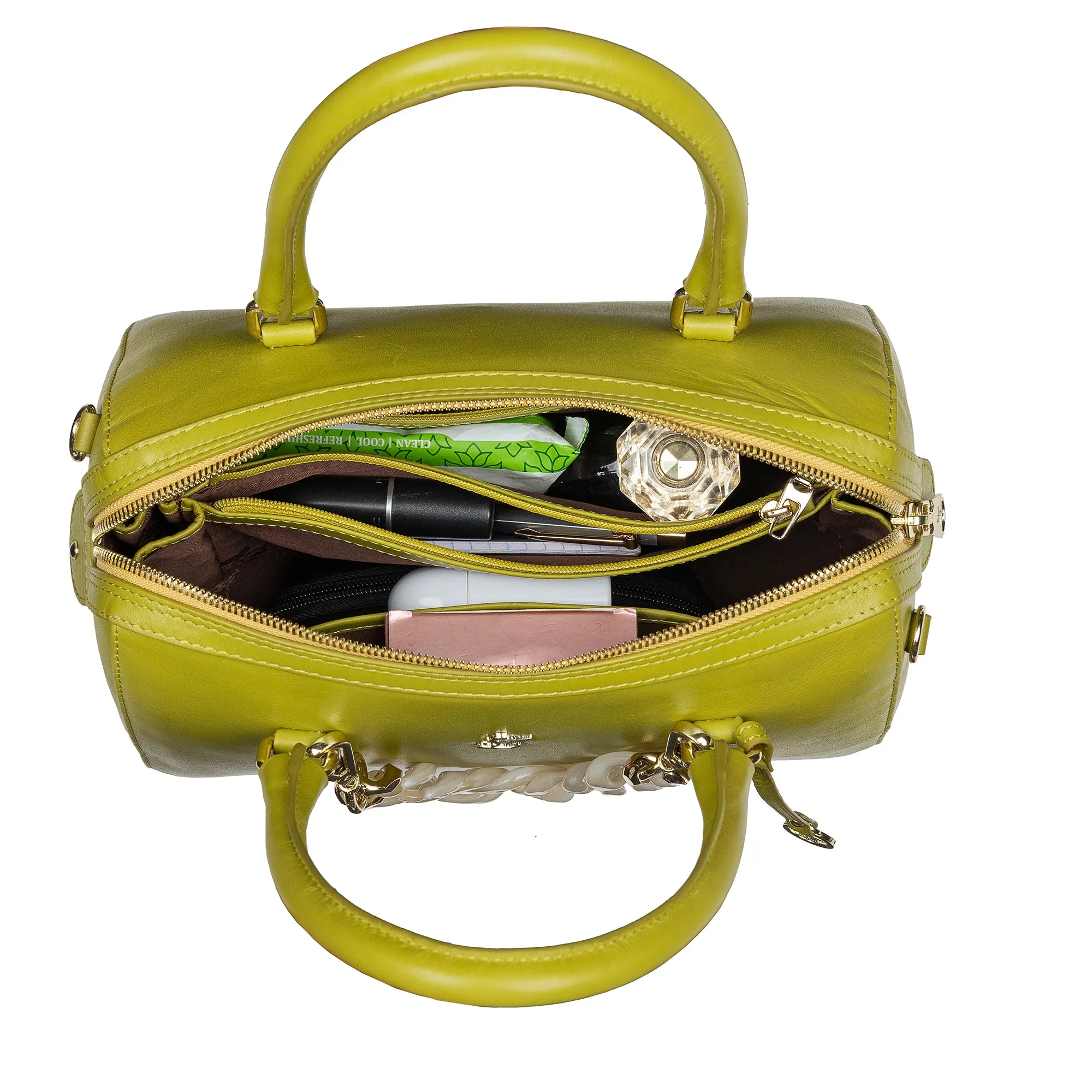 Enna - Sling Bag | Leather Handbag For Women |  Genuine Leather Ladies Bag | Color: Lemon Green