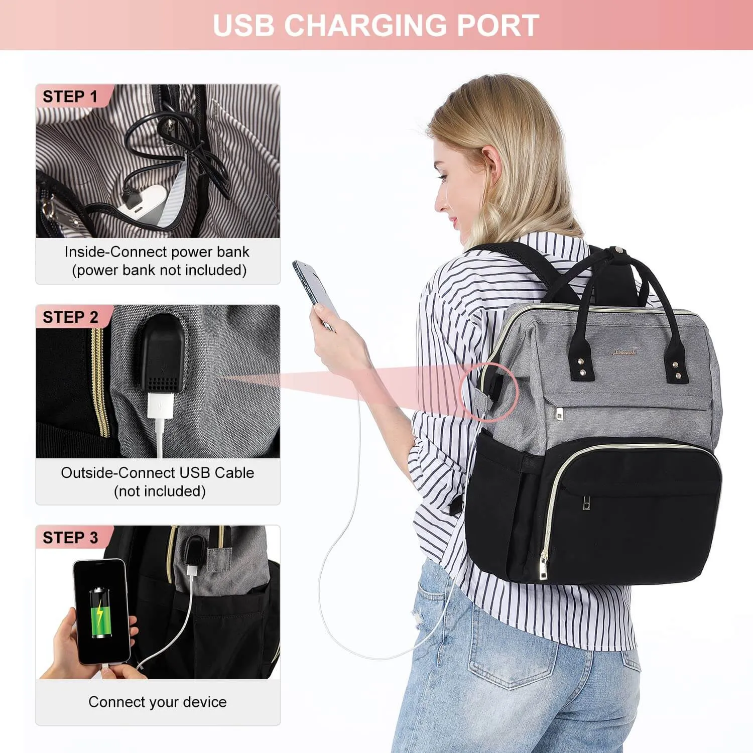 Everyday Professional: Stylish Laptop Backpack with USB Port - 17.3 Inches