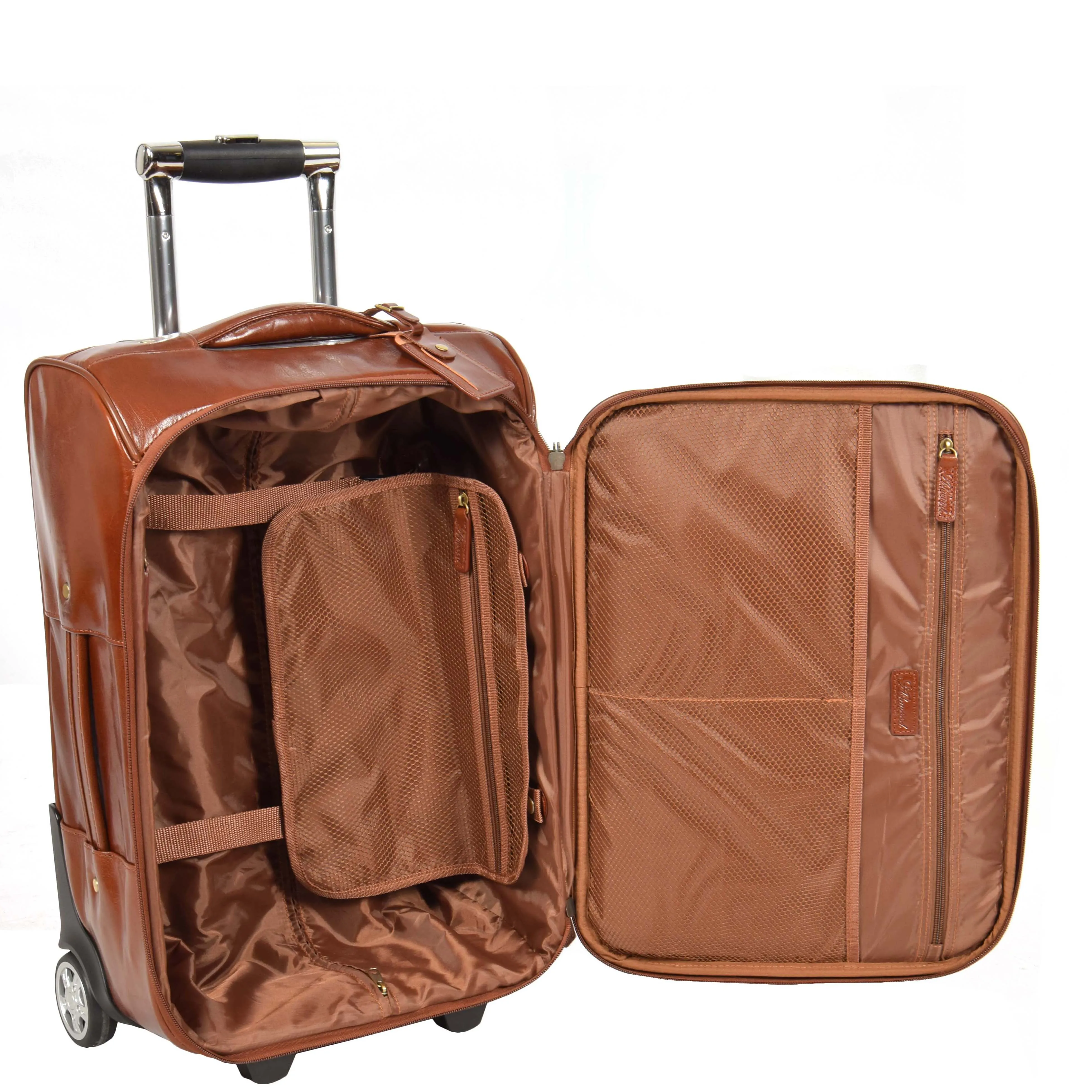 Exclusive Leather Cabin Suitcase Tokyo Chestnut Tan