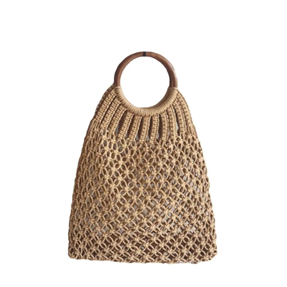 Fashionable Ladies' Straw Woven Handbag For Hollow Beach