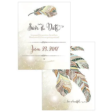 FEATHER WHIMSY SAVE THE DATE CARD