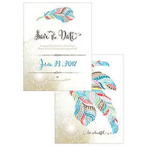 FEATHER WHIMSY SAVE THE DATE CARD