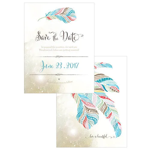 FEATHER WHIMSY SAVE THE DATE CARD