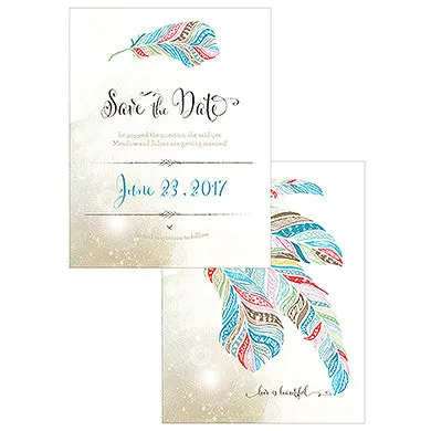 FEATHER WHIMSY SAVE THE DATE CARD