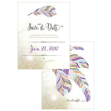 FEATHER WHIMSY SAVE THE DATE CARD