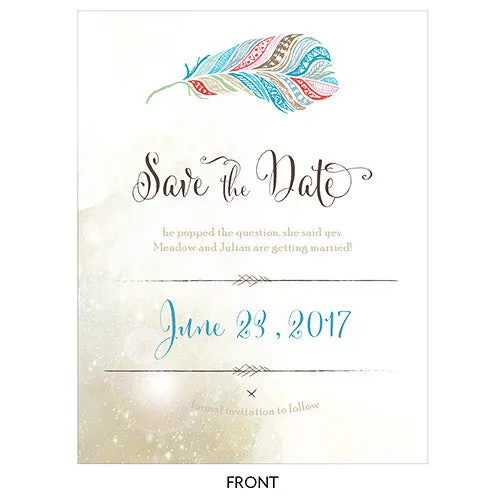 FEATHER WHIMSY SAVE THE DATE CARD