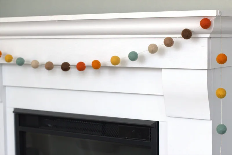 Felt Ball Garland- Teal, Brown, Orange