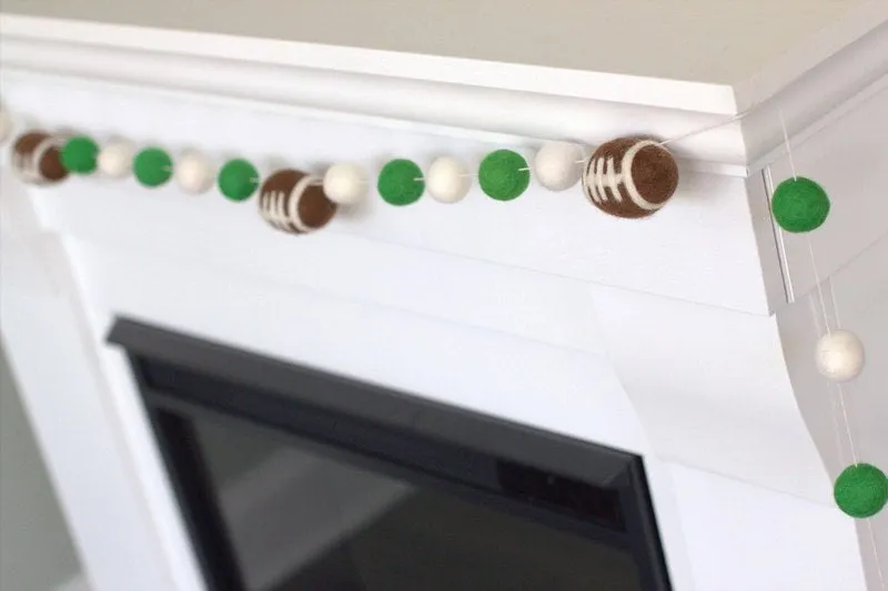 Felt Football Garland- Green & White