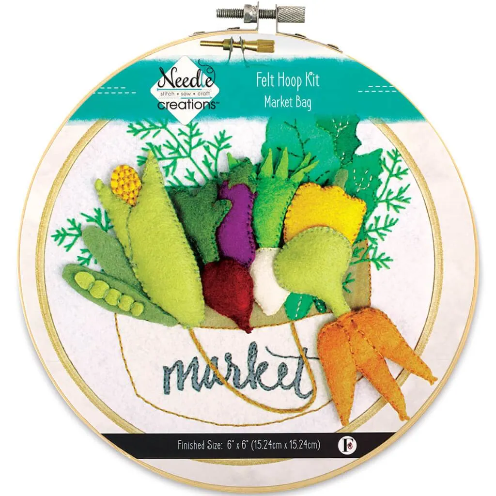 Felt Hoop Kits Market Bag with Vegetables