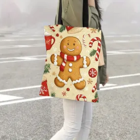 Festive Christmas Tote Bag for Women - Durable Polyester, Top Handle Satchel & Shoulder Handbag for Shopping, Christmas Bags