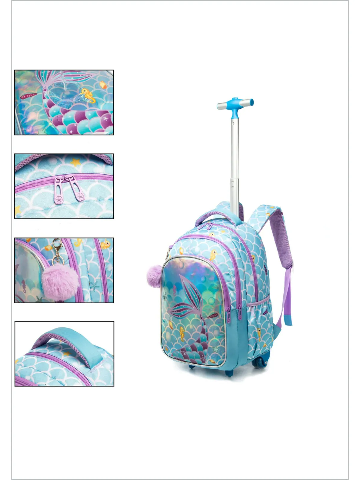 Fins and Dreams Mermaid Backpack Trolley Set