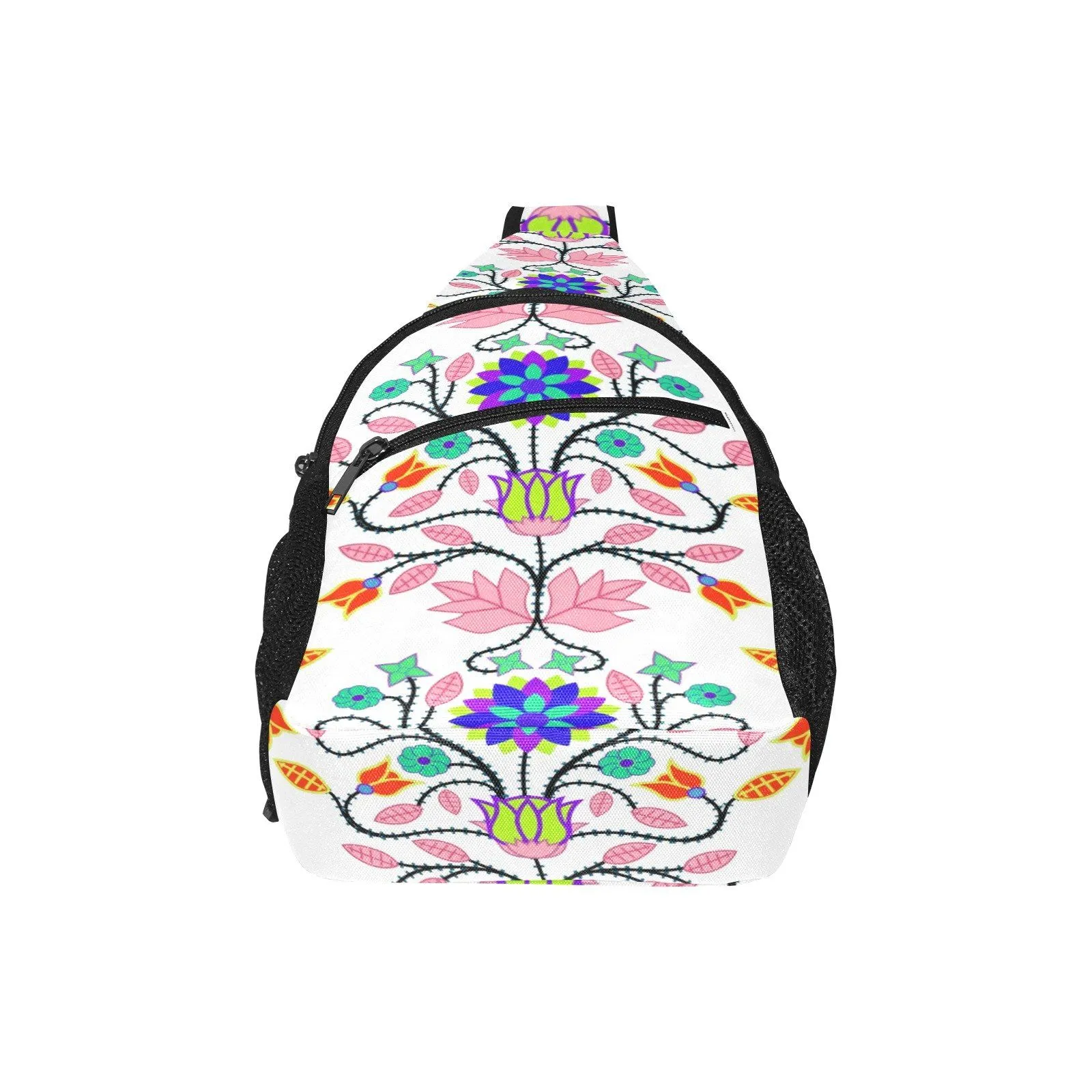 Floral Beadwork Four Clans White Chest Bag