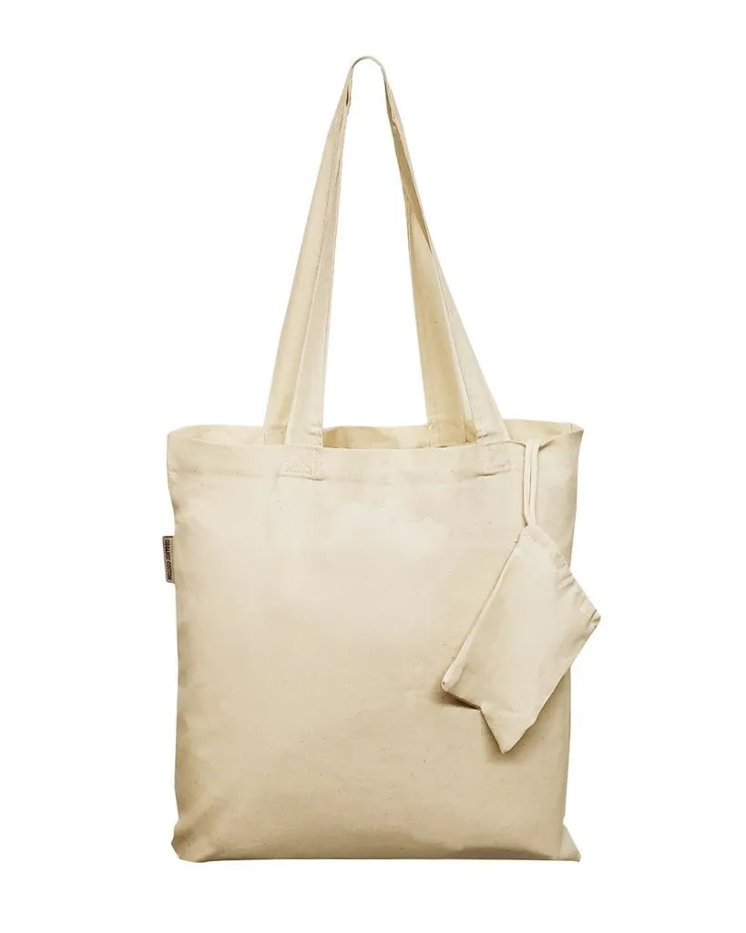 Foldable Cotton Tote Bags w/ Drawstring Pouch - TB118