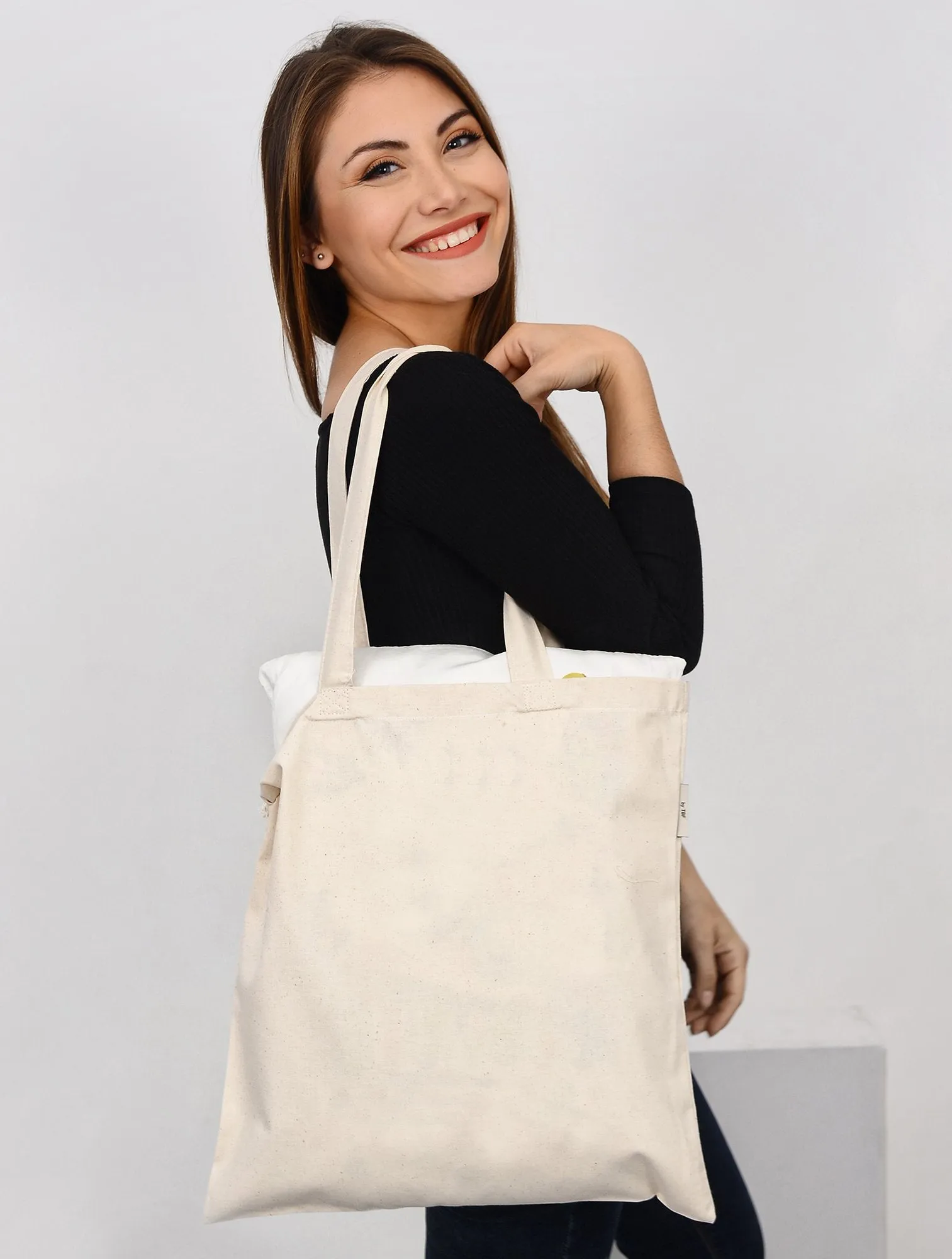 Foldable Cotton Tote Bags w/ Drawstring Pouch - TB118