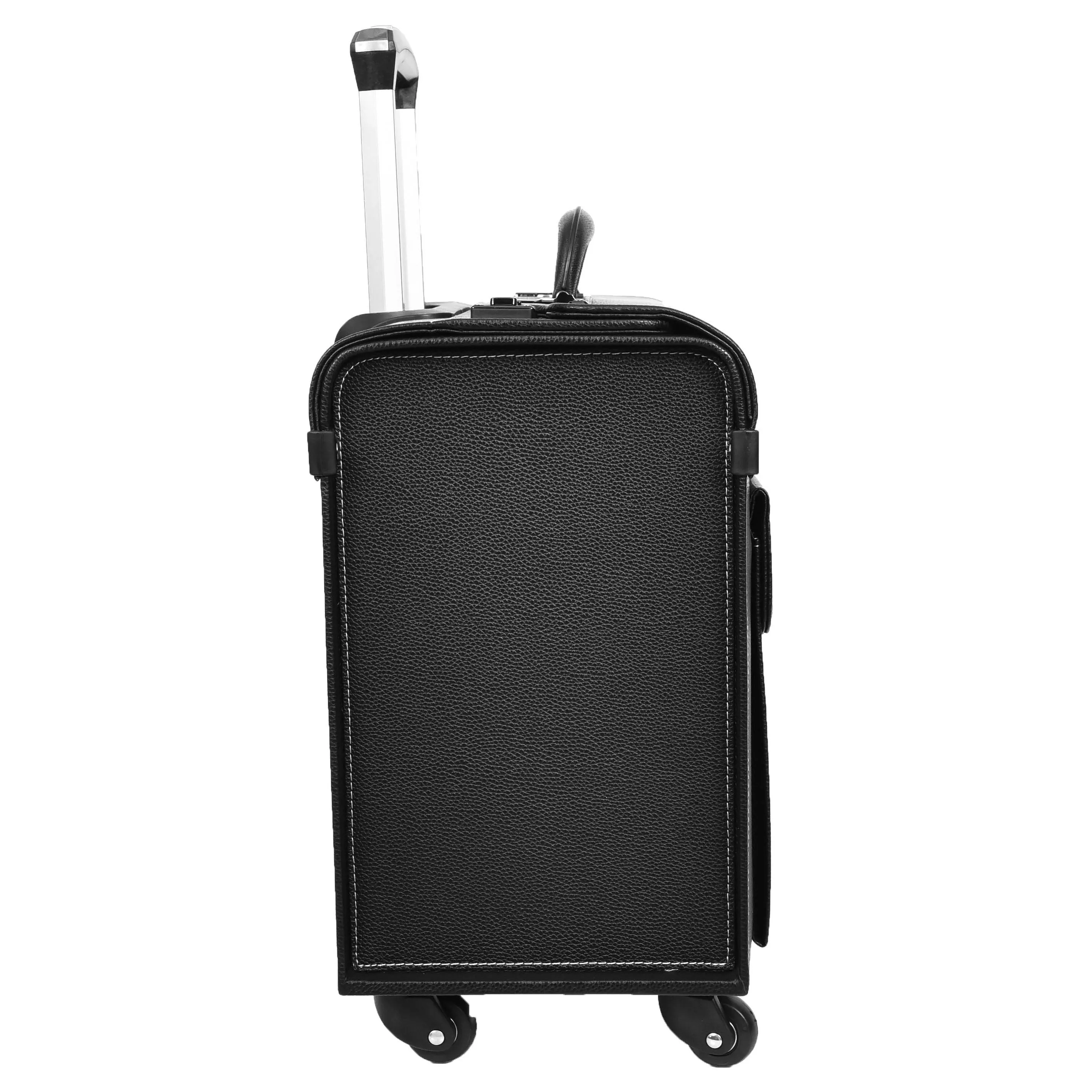 Four Wheel Pilot Case Faux Leather Cabin Bag Commander Black