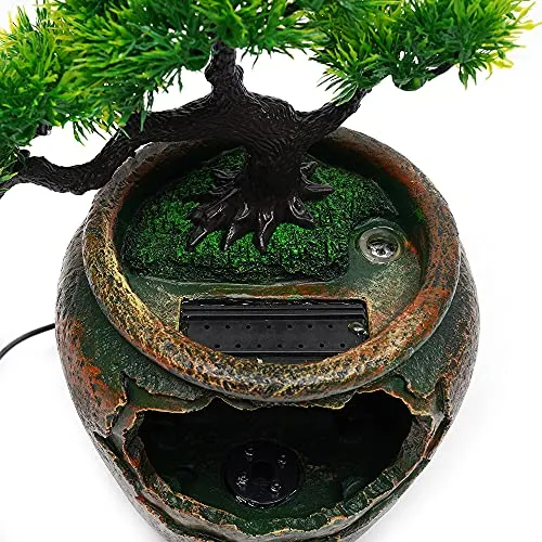 Gdrasuya10 Rockery Water Fountain, Resin Indoor Feng Shui LED Water Sound Desktop Decor for Living Room, Bedroom, Office