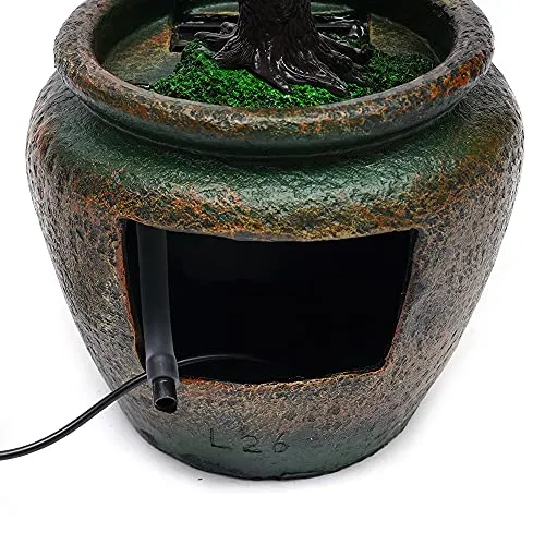 Gdrasuya10 Rockery Water Fountain, Resin Indoor Feng Shui LED Water Sound Desktop Decor for Living Room, Bedroom, Office