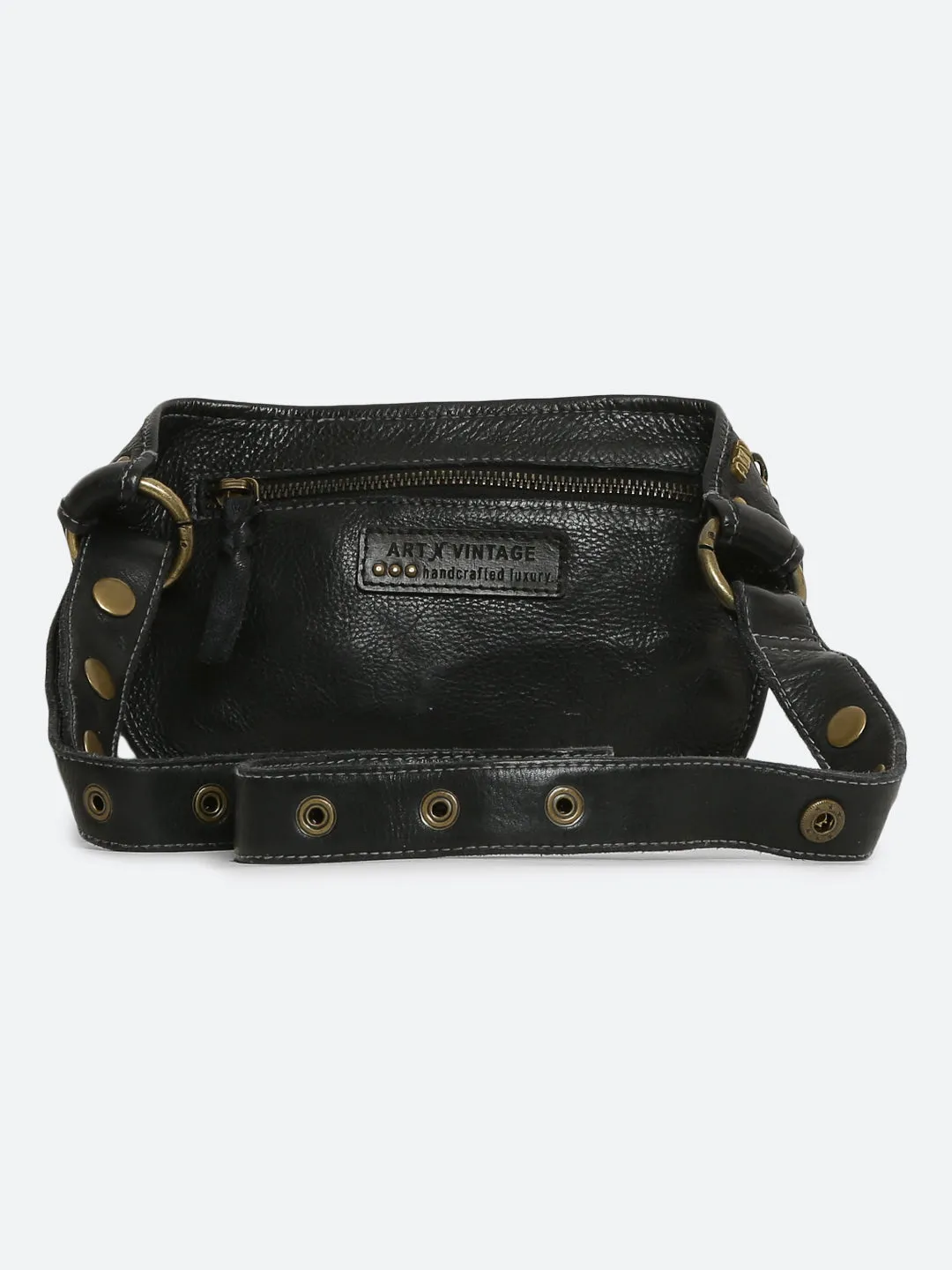 Genuine Black Leather Waist Belt Bag