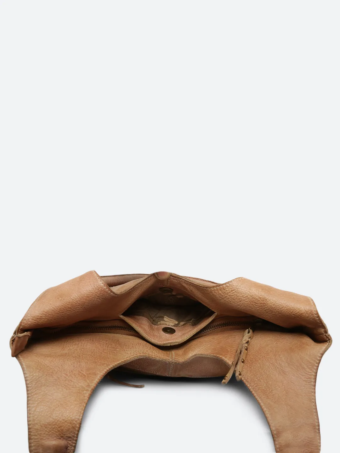 Glory: Top Handle Tan Tote With 3D Ombre Flower