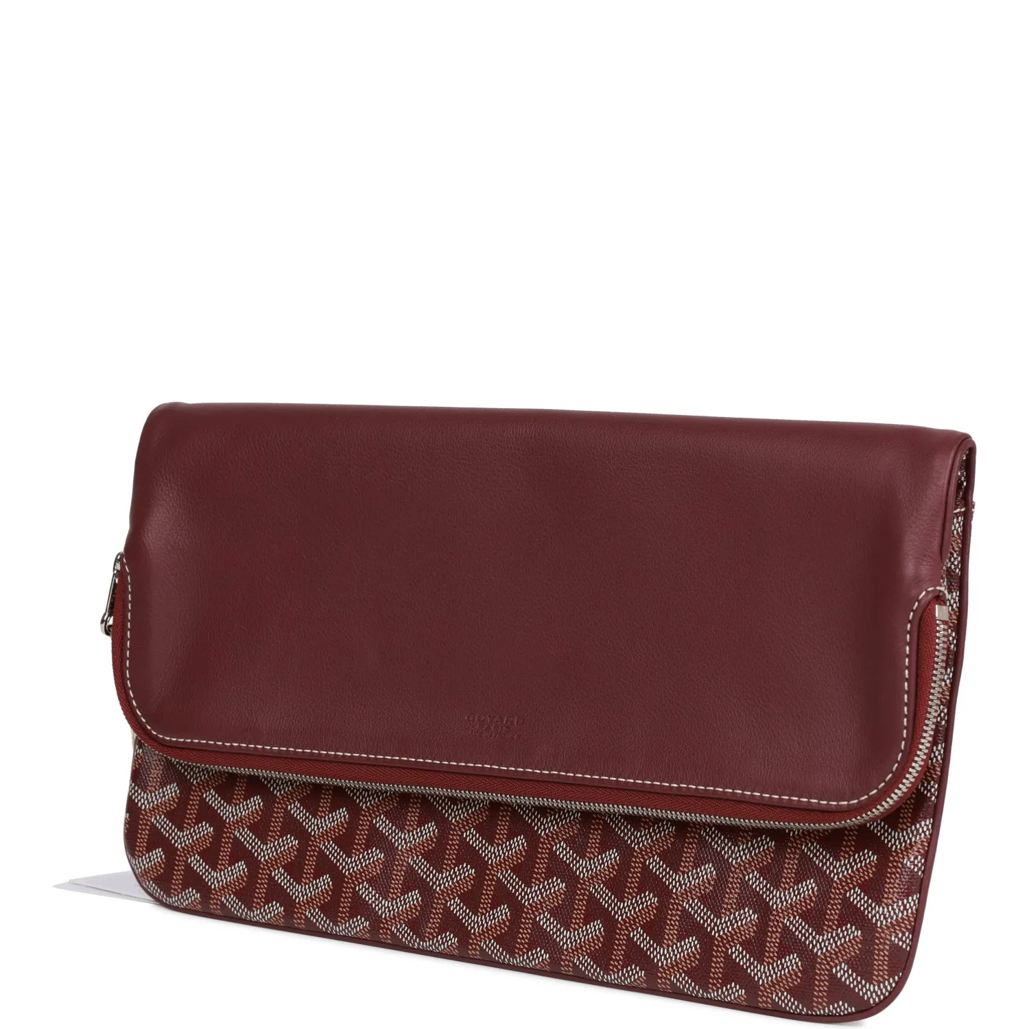 Goyard Sainte-Marie MM Foldable Clutch Bag Burgundy Goyardine Silver Hardware