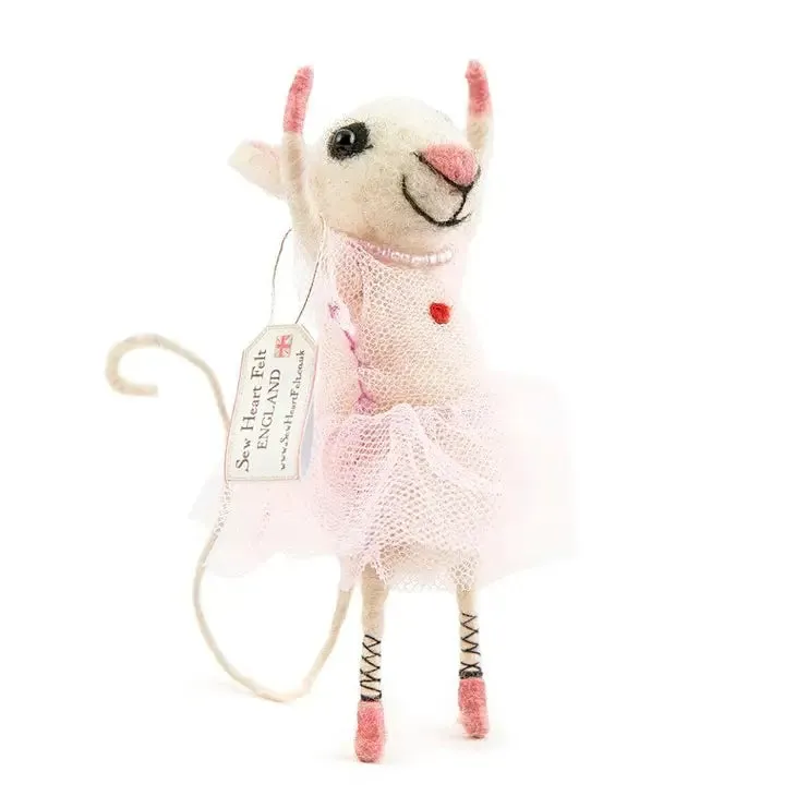 Handcrafted Ballet Dancer Felt Mouse, Nepal