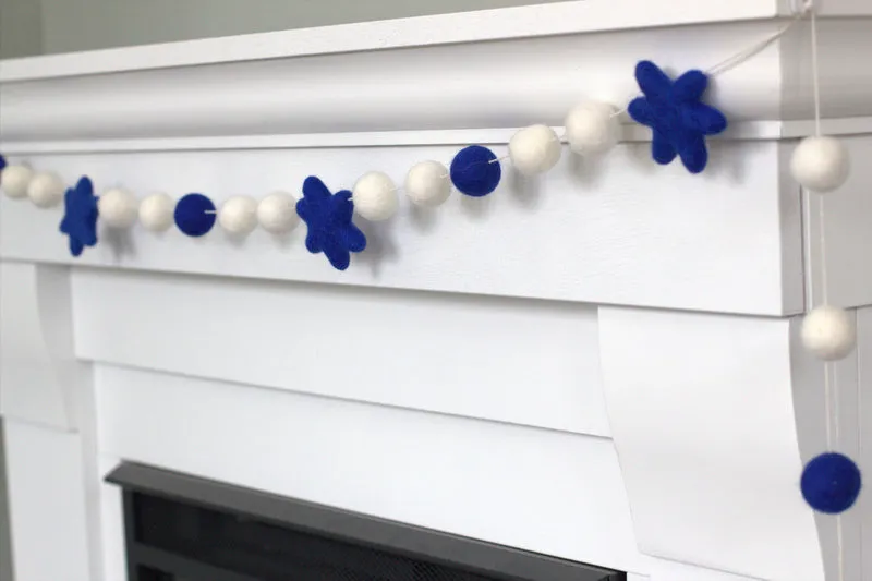 Hanukkah Garland- Star of David- Blue & White