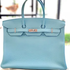 Hermès Birkin 35 Bleu Atoll Taurillon Clemence Palladium Hardware PHW