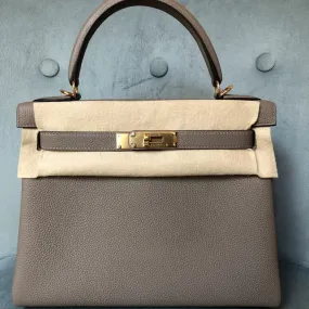 Hermès Kelly 28 Gris Asphalte Togo Gold Hardware GHW