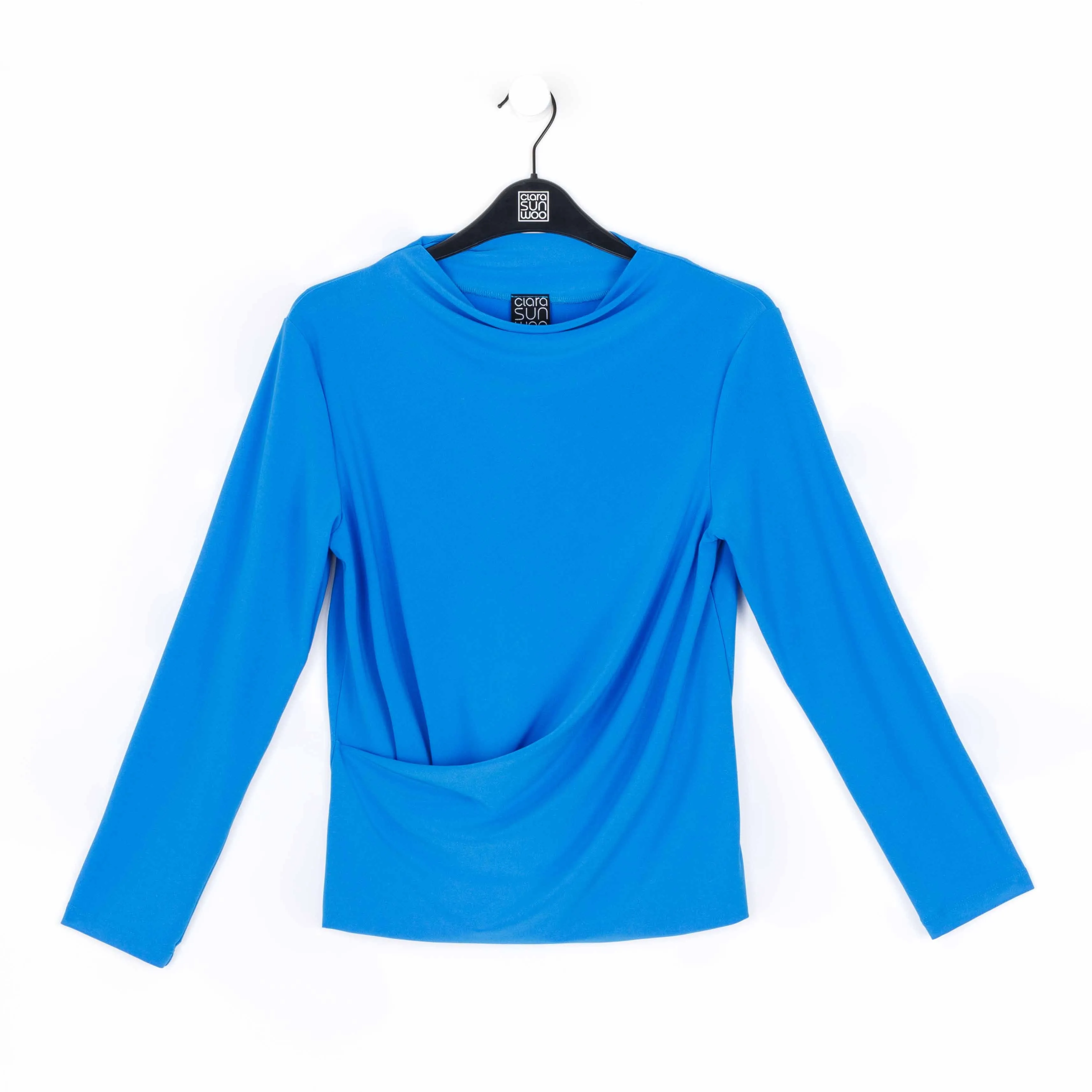 High Boat Neck Side Draped Top - Brilliant Blue - Final Sale!