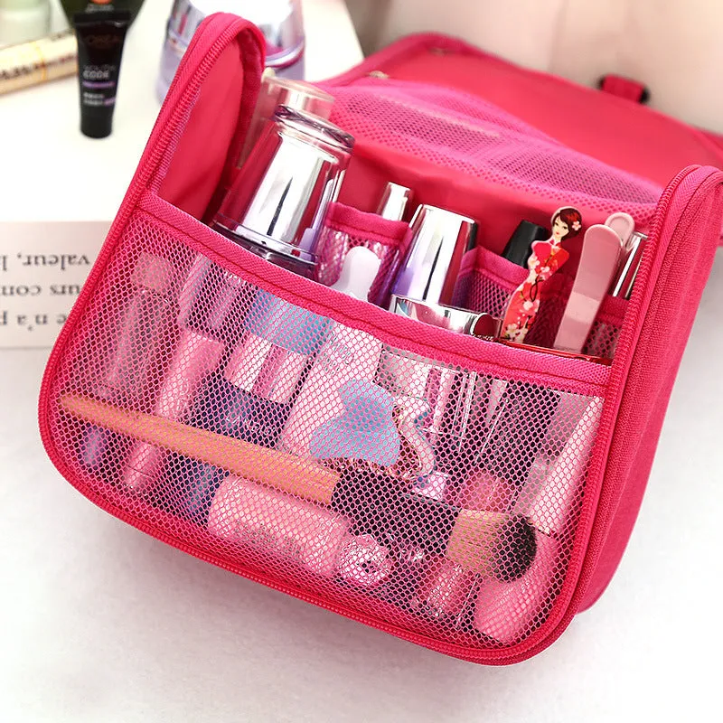 Hook Travel Toilet Bag Large Capacity Cosmetic Bag Skin Care Toiletries Foldable Hanging Storage Bag