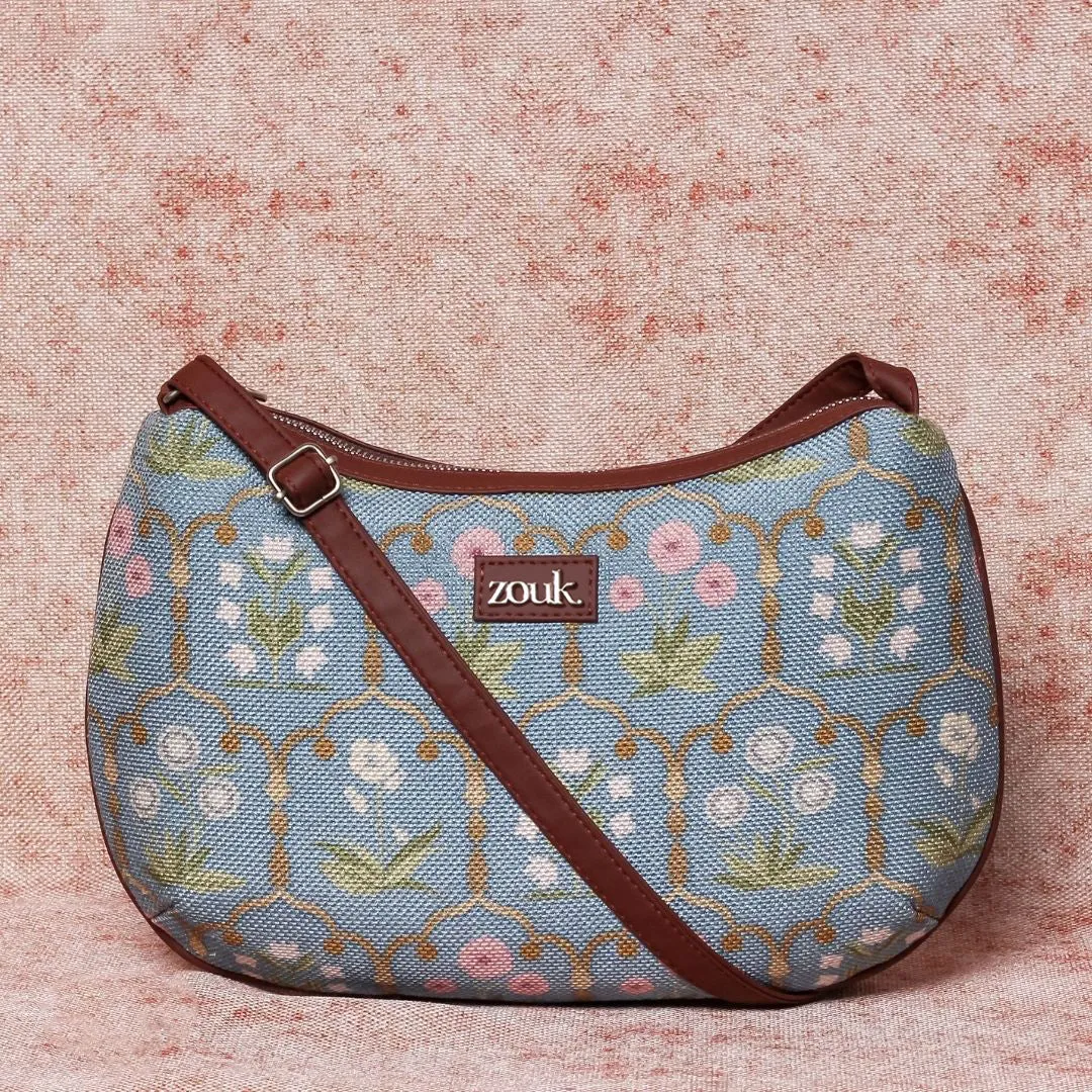 Jaipur Fresco Blue Structured Shoulder Bag