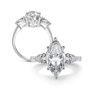 Keena 17x8mm Marquise CZ Engagement Ring | 4ct | Sterling Silver