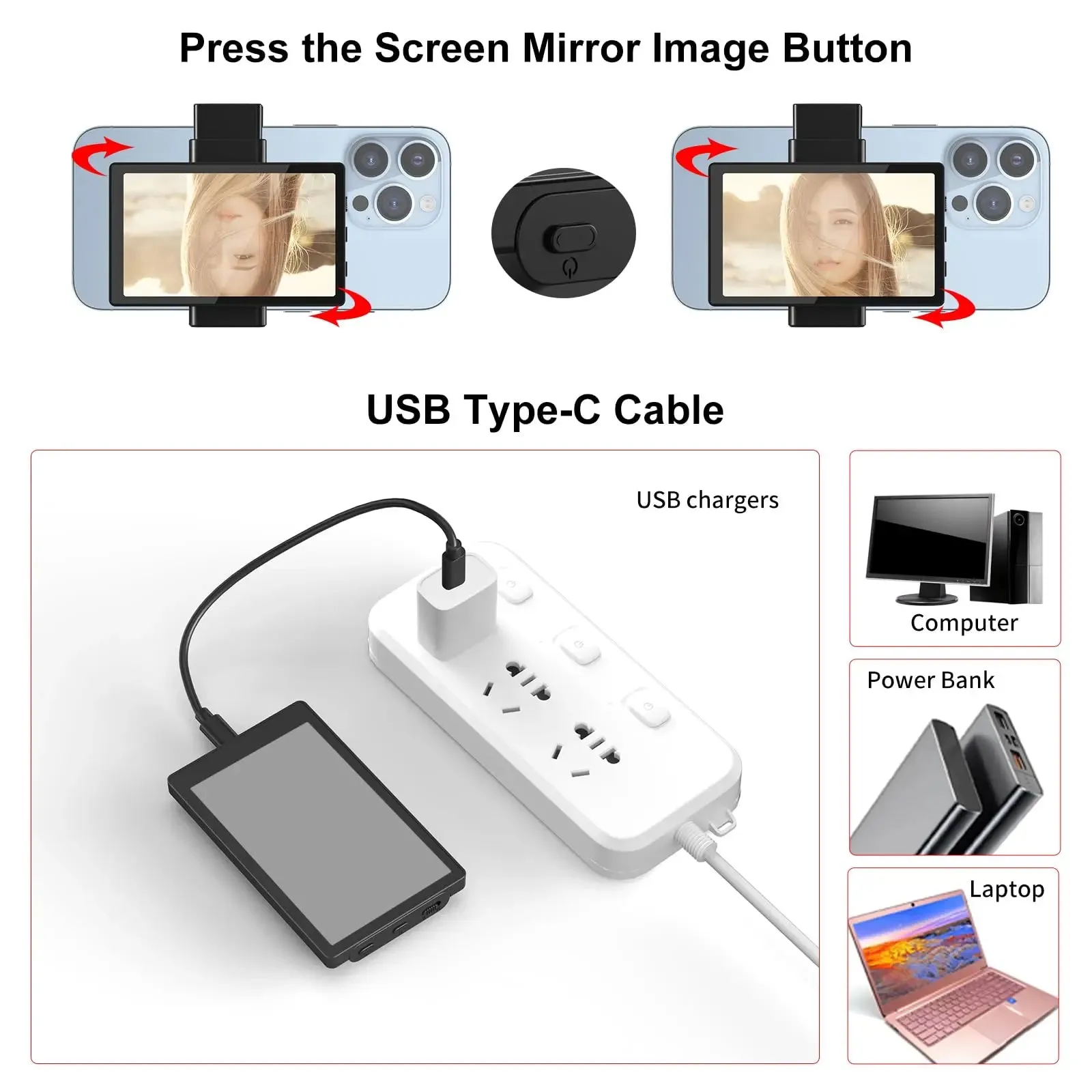 Kingma Monitor Screen Using Phone Rear Camera for Selfie Vlog Live Stream Tiktok Compatible with Iphone