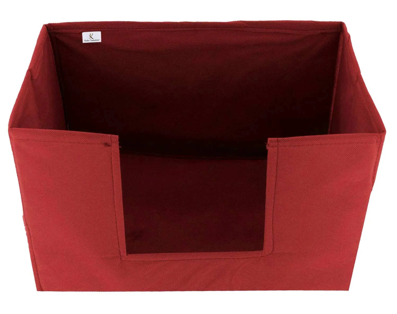 Kuber Industries 2 Pieces Large Capacity Space Saver Closet, Stackable and Foldable Saree, Clothes Storage Bag, Non-Woven Rectangle Cloth Saree Stacker Wardrobe Organizer (Red)-KUBMART11434